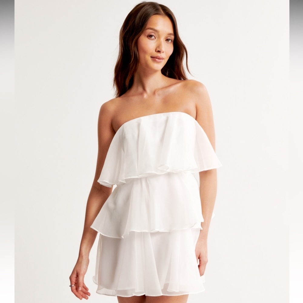 NWT Abercrombie Organza Tiered Strapless Mini Dress